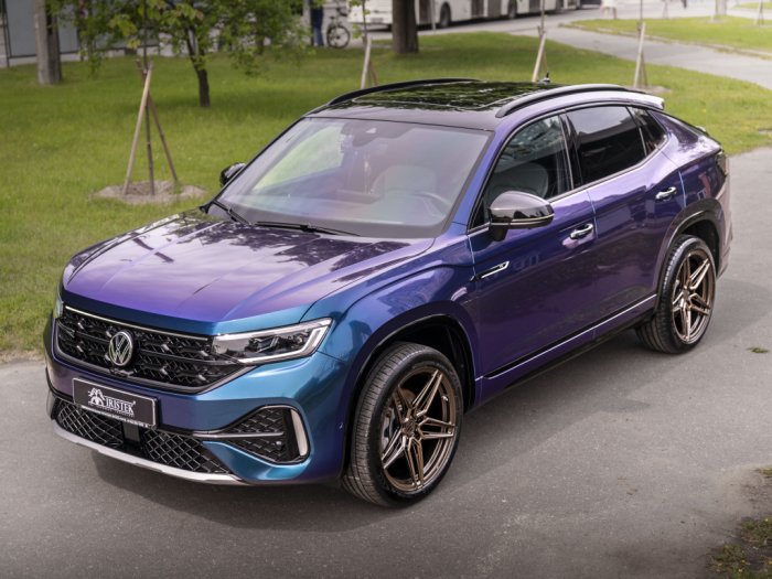 Volkswagen Tayron X оклейка в цветной полиуретан Iristek UC8067 Chameleon Thunder Blue Purple, антихром, новые диски
